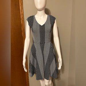 Bar III V-Neck A-line Black and White Party Dress